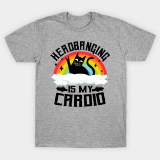 Headbanging Is My Cardio Cat Rainbow Heavy Metal Cats T-Shirt